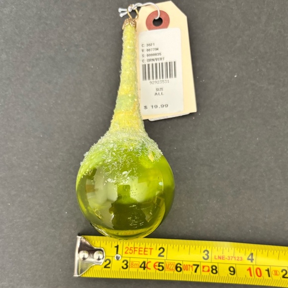 NWT Anthropologie Green Glitter Droplet Glass Hand Blown Ornament - Picture 6 of 6